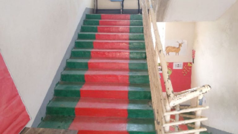 কালিহাতীতে জাতীয় পতাকার আদলে বিদ্যালয়ের সিড়ি রঙ করায় শীল সমাজের লোকজন ক্ষোভ