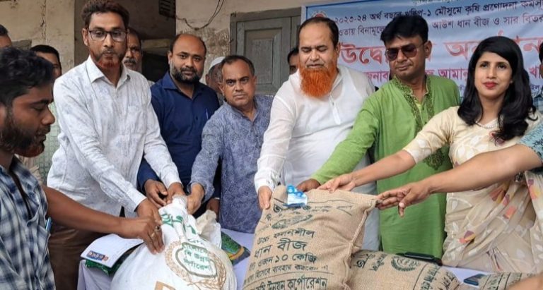 ঘাটাইলে বিনামূল্যে পাট বীজ, আউশ ধান বীজ ও সার বিতরণ
