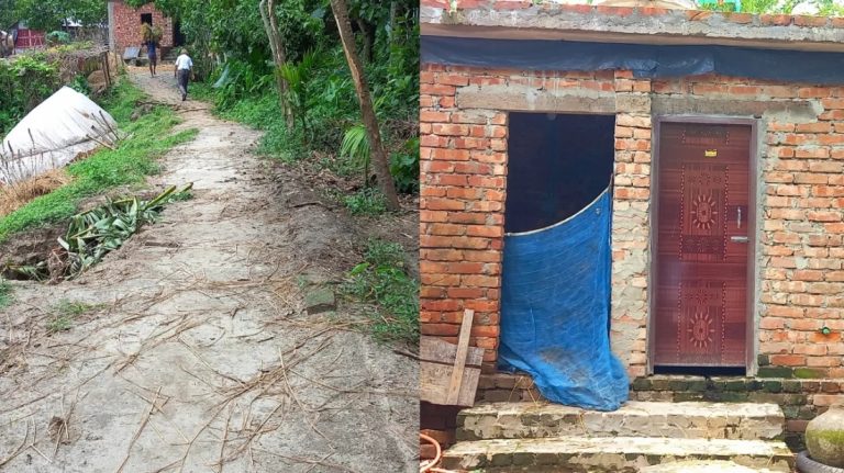 গোপালপুরে রাস্তার ইট তুলে ইউপি সদস্যের পাকা বাথরুম বানানোর অভিযোগ